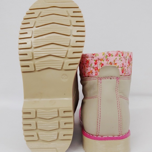 Cappuccino Ankle Boot with Pink Flowered Design - Picture 7 of 7